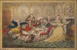 Company Shocked At A Lady Getting Up To Ring The Bell by James Gillray