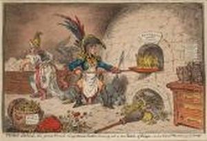 Tiddy-doll The Great French
Gingerbread-baker, Drawing Out A New Batch Of Kings:- His Man Hopping
Tally Mixing Up The Dough by James Gillray