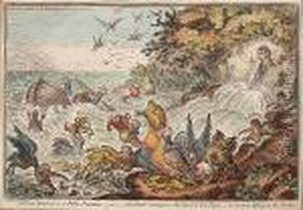 A Great Stream From 
Petty-fountain;-or- John Bull Swamped In The Flood Of New 
Taxes;-cormorants Fighting In The Stream - view 1