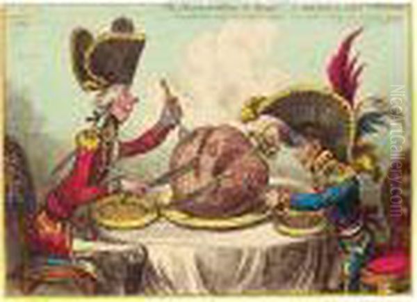 An Interesting Album Of
Caricatures Including 'the Plumb-pudding In Danger; - Or State Epicures
Taking Un Petit Souper' (british Museum Caricatures 10371) - view 1