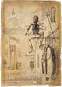 The Zenith Of French Glory;-the Pinnacle Of Liberty (british Museum Caricatures 8300) by James Gillray