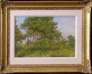 Pineta Con Figura In Rosso