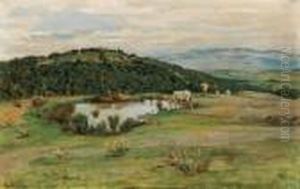 Paesaggio Con Buoi Al Pascolo by Luigi Gioli
