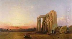 The Ramesseum at Thebes Sunset 1840