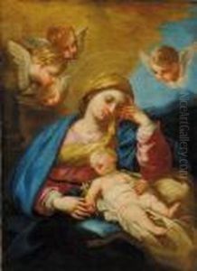Madonna Con Bambino E Teste Di Cherubino by Luca Giordano