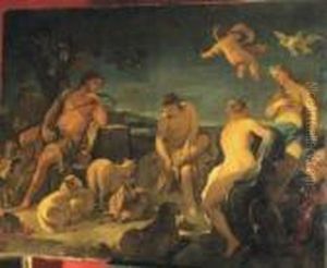 Paris, Cupidoand The Three Muses by Luca Giordano
