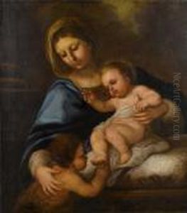 The Madonna And Child With The Infant Saintjohn The Baptist by Luca Giordano