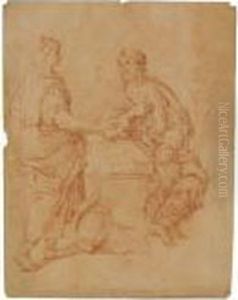 Christ And The Woman Of Samaria by Luca Giordano