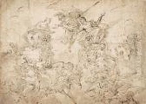 Zug Der Gotter, Mit Minerva, Jupiter Und Juno by Luca Giordano