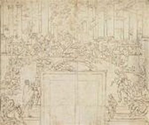 /attributed Christusvertreibt Die Wechsler Aus Dem Tempel by Luca Giordano