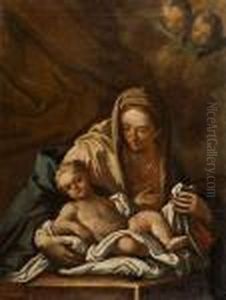 Vergine Col Bambino E Cherubini by Luca Giordano