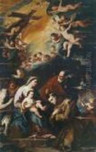 La Sacra Famiglia Con Sant""""antonio Di Padova E Gli Angeli Inadorazione