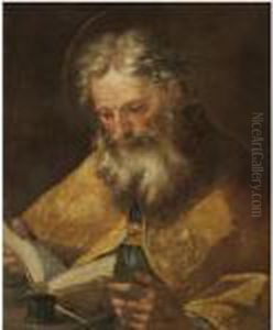 A Bishop Saint Reading The Bible