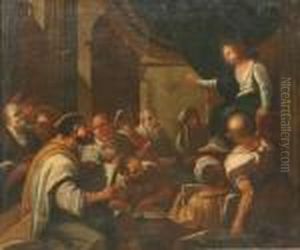 The Twelve Year Old Christ Preaching In The Temple by Luca Giordano