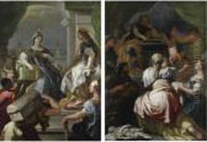 Salomone E La Regina Di Saba; Giudizio Di Salomone by Luca Giordano