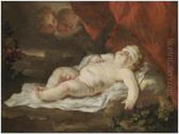 The Christ Child Sleeping In A Landscape Attended By Putti - view 1