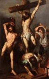 Cristo Crocifisso Tra I Ladroni by Luca Giordano
