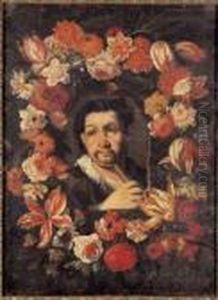 A) Suonatore Di Flauto In Una Ghirlanda Di Fiori

B) Suonatrice Di Tamburello In Una Ghirlanda Di Fiori