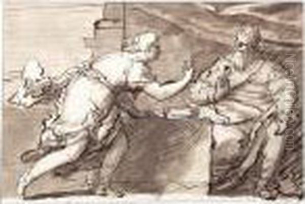 A Messenger Before A Seated King - view 1
