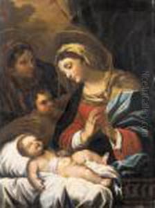 The Madonna And Child With The Infant Saint John The Baptist And Saint Elizabeth by Luca Giordano