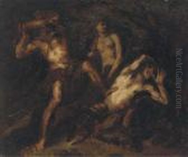 Two Satyrs In Combat - view 1