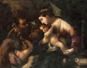 The Holy Family With The Infant Saint John The Baptist by Luca Giordano