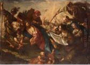 Christ And Saint Veronica On The Road To Calvary by Luca Giordano