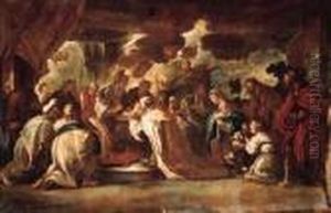The Adoration Of The Shepherds; And The Circumcision by Luca Giordano