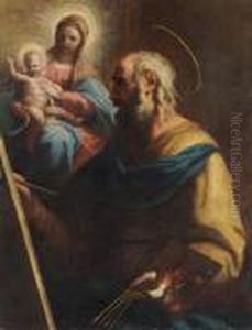 Saint Luke Painting The Madonna And Child by Luca Giordano