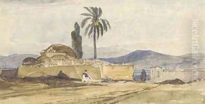 A figure before a mosque, Egypt by William James Muller