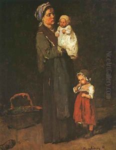 Mother and Child - study for "The Pawnbrokers Shop" (Anya Gyermekkel- Tanulmany a zaloghaz címü kephez) 1873 by Mihaly Munkacsy