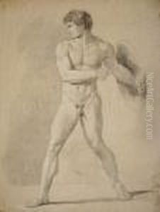 Academie D'homme Tenant Un Bouclier