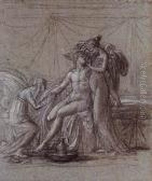 A Pair Of Classical Lovers In An Interior, Possibly Cupid And Psyche - view 1