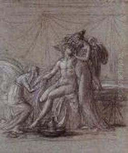 A Pair Of Classical Lovers In An Interior, Possibly Cupid And Psyche by Anne-Louis Girodet de Roucy-Triosson