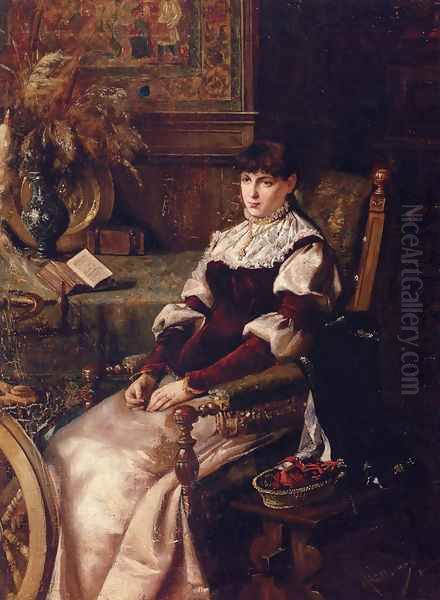 Lady With Spinning Wheel - view 1