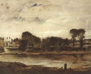 Landscape with River 1880 by Mihaly Munkacsy