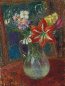 Vase Of Flowers (amaryllis) by William Glackens