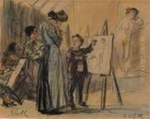 Criticizing Ernest Lawson's Art Class by William Glackens