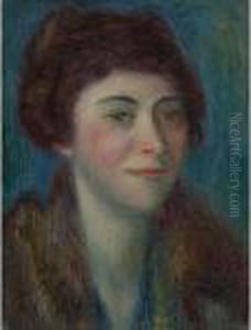 Head Of Woman With Fur Collar by William Glackens