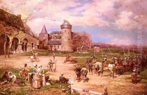 Militari Italiani E Corte D'Onore Del Castello Di Potois (Italian Soldiers at the Court of Honor, Castle of Potois) by Ludovico Marchetti