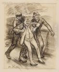 At A Quick Run They Skidded Him On His Heels by William Glackens