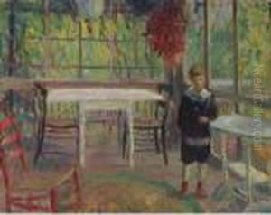 Ira On The Breakfast Porch At Bellport by William Glackens