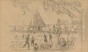 Bathers And Sailboat by William Glackens
