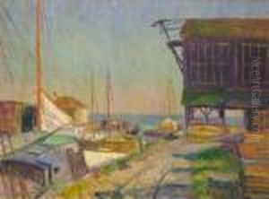 Boats And Car Track by William Glackens