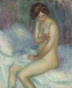 Nude Sitting On A Bed by William Glackens