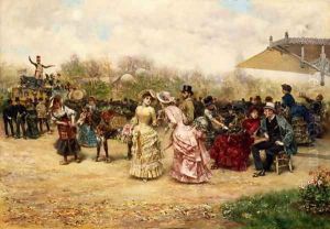 The Flower Sellers 1883 by Ludovico Marchetti