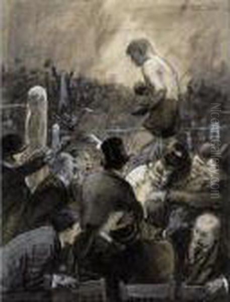 O'rourke Tried To Climb Through
The Ropes, But Was Pulled Back And Thrown On The Floor" (the Boxing
Match) - view 1