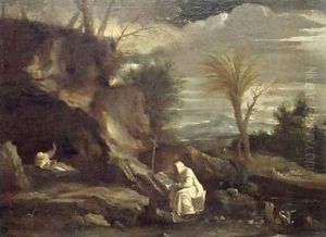Landscape with Two Carthusian Monks by Pier Francesco Mola