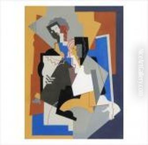 Composition A Deux Figures
Pochoir Realise A La Gouache Sur Papier by Albert Gleizes