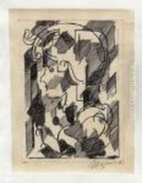 Visage Cubiste De Profil, Vers 1950. - view 1